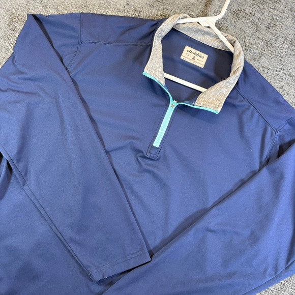 chubbies Other - Chubbies Quarter Zip Pullover Mens Medium Navy Blue Performance Turquoise Accent